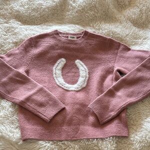 Wrangler Pink Crew Neck Sweater with White Horseshoe